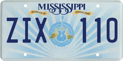 MS license plate ZIX110