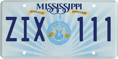 MS license plate ZIX111