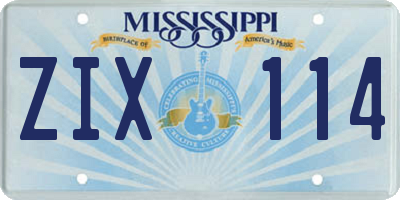 MS license plate ZIX114