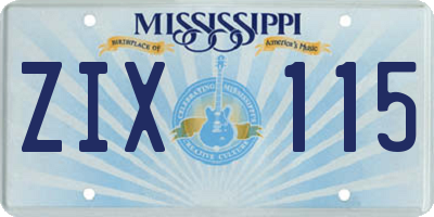 MS license plate ZIX115