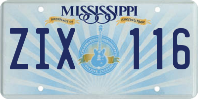MS license plate ZIX116