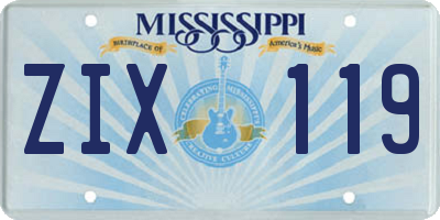 MS license plate ZIX119