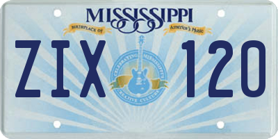 MS license plate ZIX120