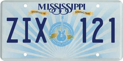 MS license plate ZIX121