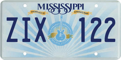 MS license plate ZIX122