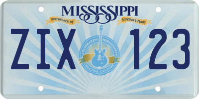 MS license plate ZIX123