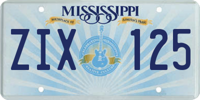 MS license plate ZIX125