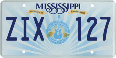 MS license plate ZIX127