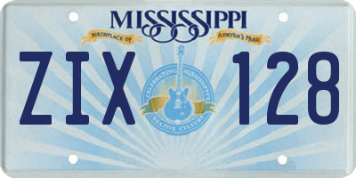 MS license plate ZIX128