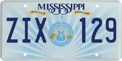 MS license plate ZIX129