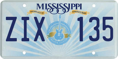 MS license plate ZIX135