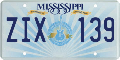 MS license plate ZIX139