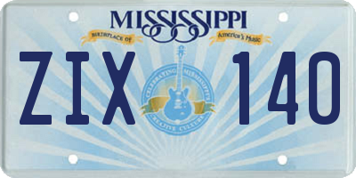 MS license plate ZIX140