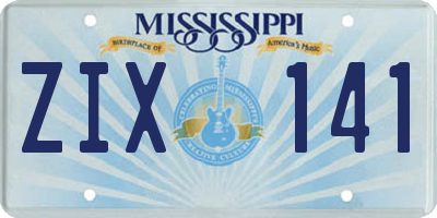 MS license plate ZIX141