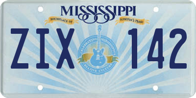 MS license plate ZIX142