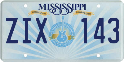 MS license plate ZIX143