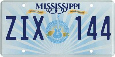 MS license plate ZIX144