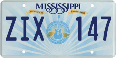 MS license plate ZIX147