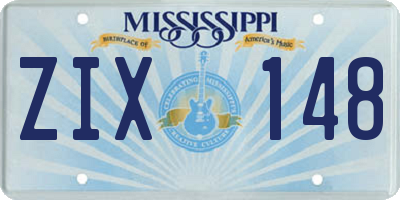 MS license plate ZIX148