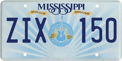 MS license plate ZIX150