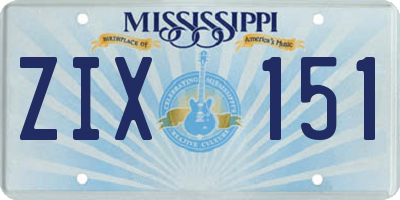 MS license plate ZIX151