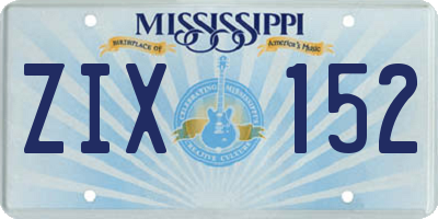 MS license plate ZIX152
