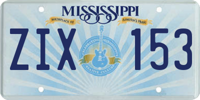 MS license plate ZIX153
