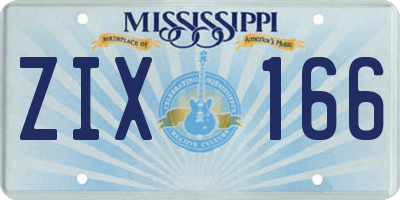 MS license plate ZIX166