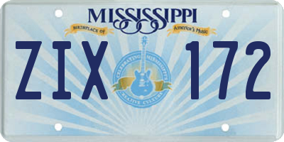 MS license plate ZIX172