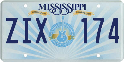 MS license plate ZIX174