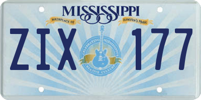 MS license plate ZIX177