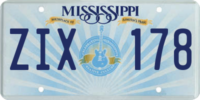 MS license plate ZIX178