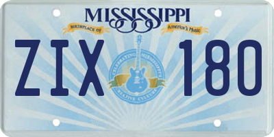 MS license plate ZIX180