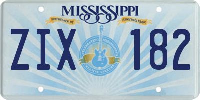 MS license plate ZIX182