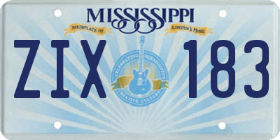 MS license plate ZIX183