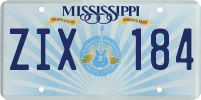 MS license plate ZIX184