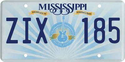 MS license plate ZIX185