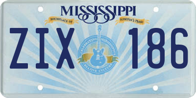 MS license plate ZIX186