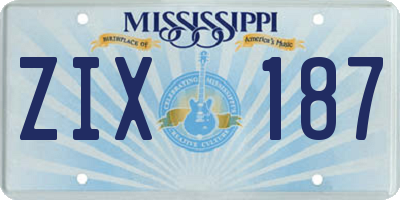 MS license plate ZIX187