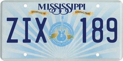 MS license plate ZIX189