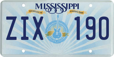 MS license plate ZIX190