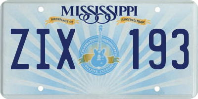 MS license plate ZIX193