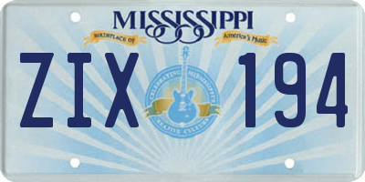 MS license plate ZIX194