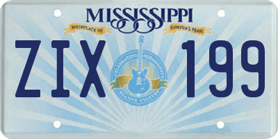 MS license plate ZIX199