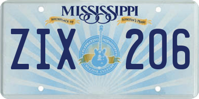 MS license plate ZIX206