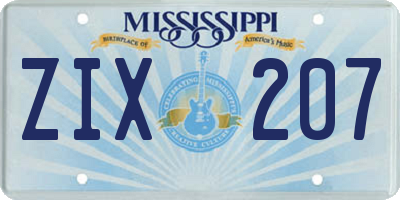 MS license plate ZIX207