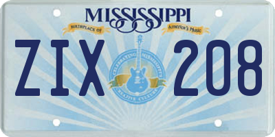 MS license plate ZIX208