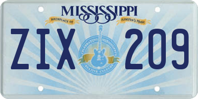 MS license plate ZIX209