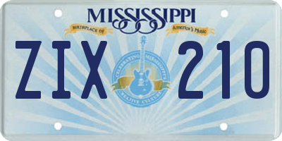 MS license plate ZIX210
