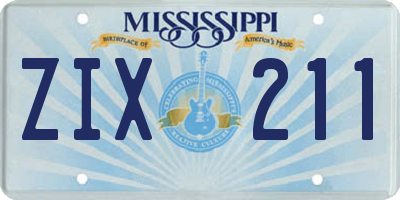 MS license plate ZIX211